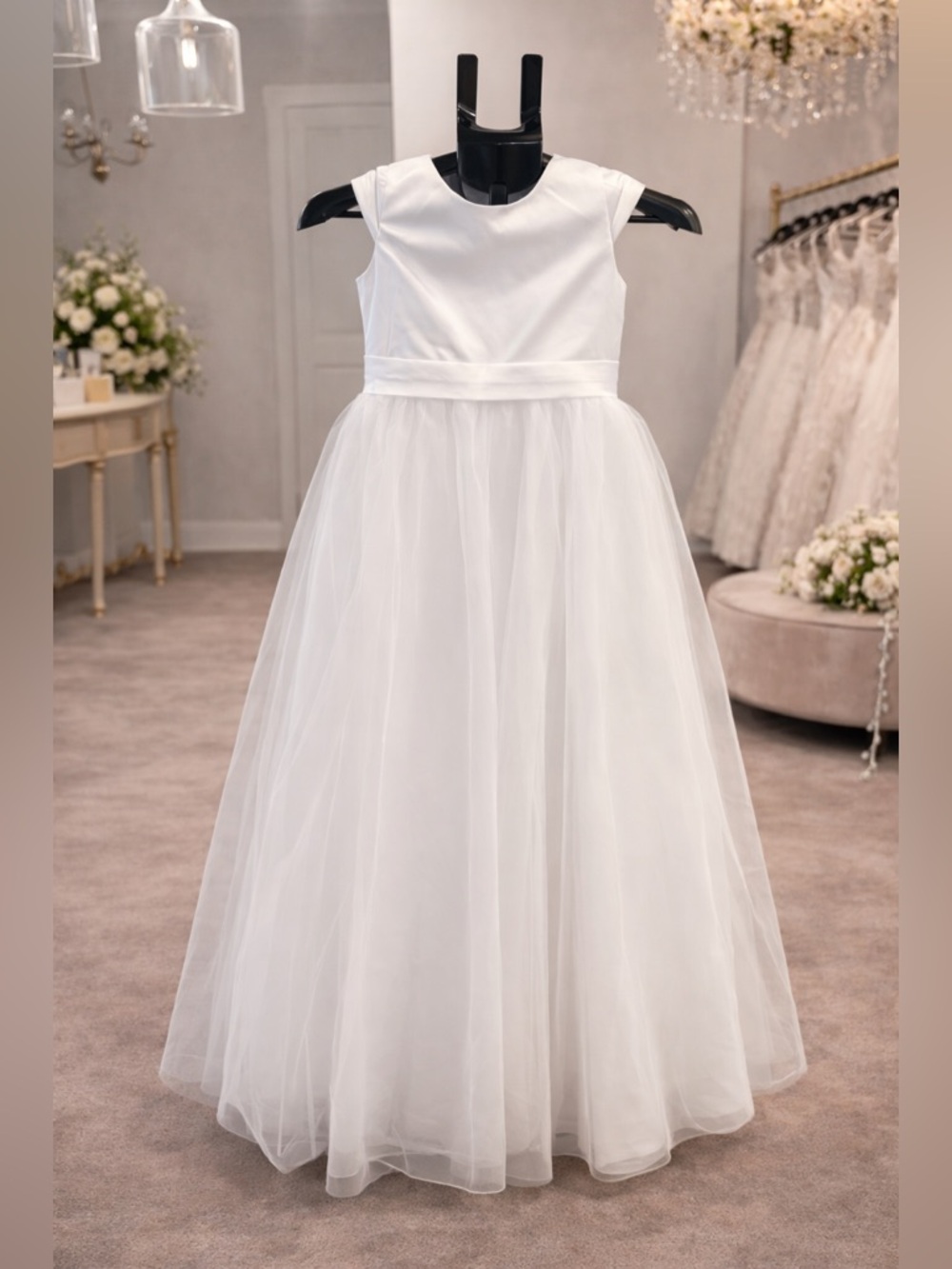 Girls' White Formal Tulle Dress